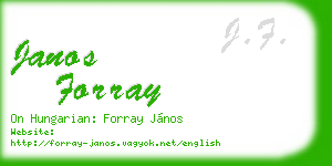 janos forray business card